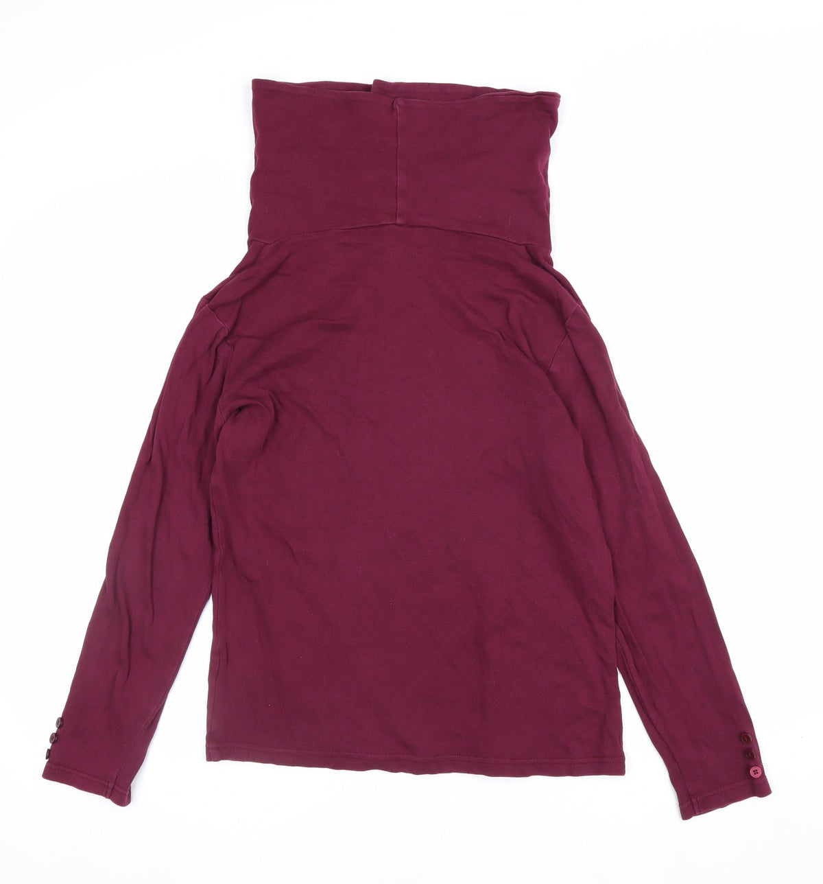 Cotton Traders Women Red UK 12 Roll Neck Long Sleeve Jersey Top