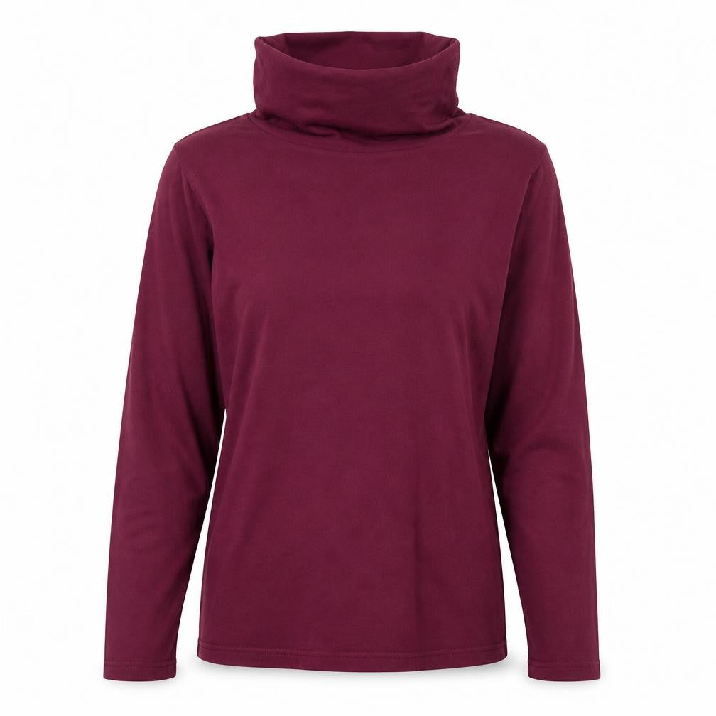 Cotton Traders Women Red UK 12 Roll Neck Long Sleeve Jersey Top