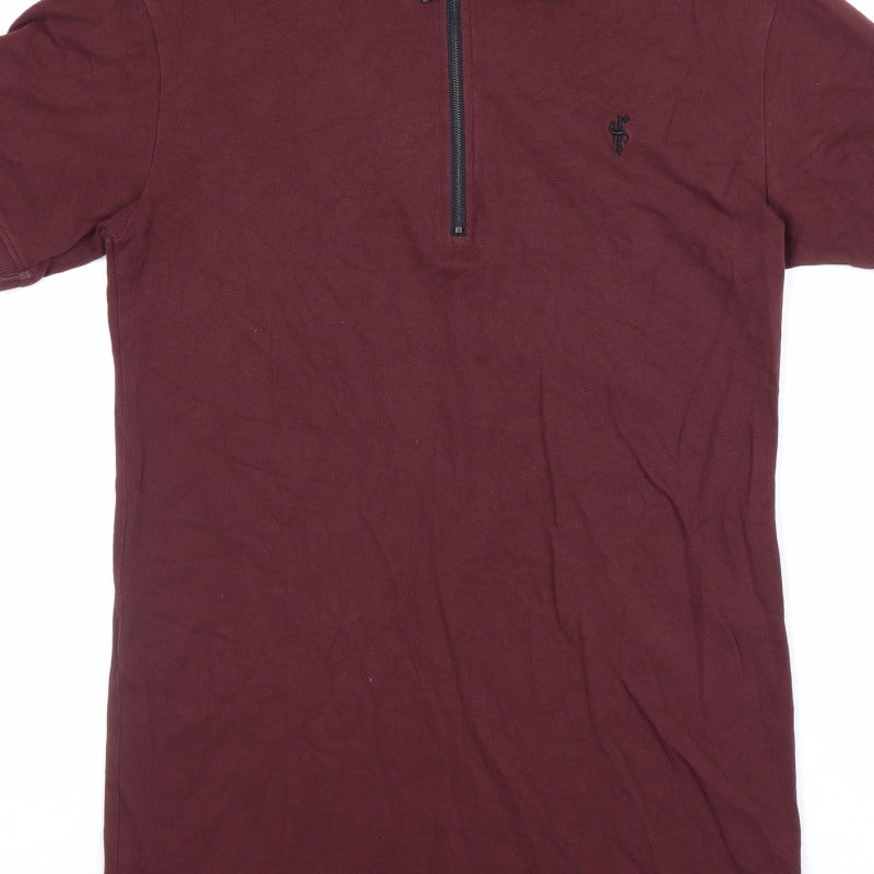 Father Sons Men’s M Burgundy Red 1/4 Zip Short Sleeve Polo