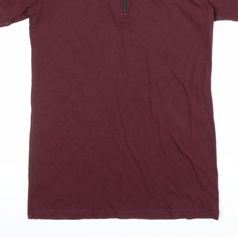 Father Sons Men’s M Burgundy Red 1/4 Zip Short Sleeve Polo