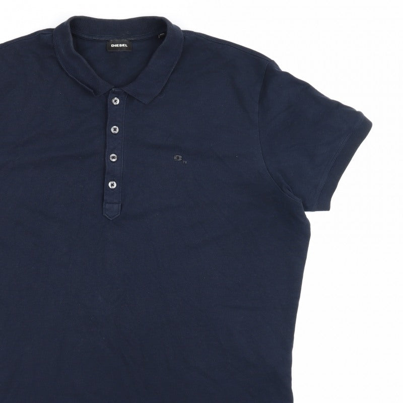 Additional view of Diesel Men’s Navy Blue XL Short Sleeve Logo Polo Shirt