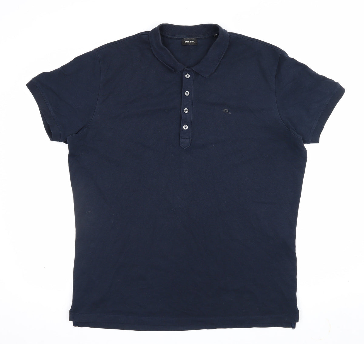 Back view of Diesel Men’s Navy Blue XL Short Sleeve Logo Polo Shirt