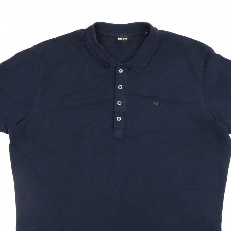 Additional view of Diesel Men’s Navy Blue XL Short Sleeve Logo Polo Shirt