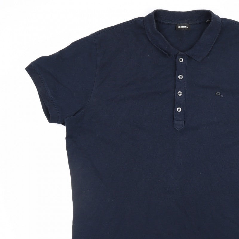 Additional view of Diesel Men’s Navy Blue XL Short Sleeve Logo Polo Shirt