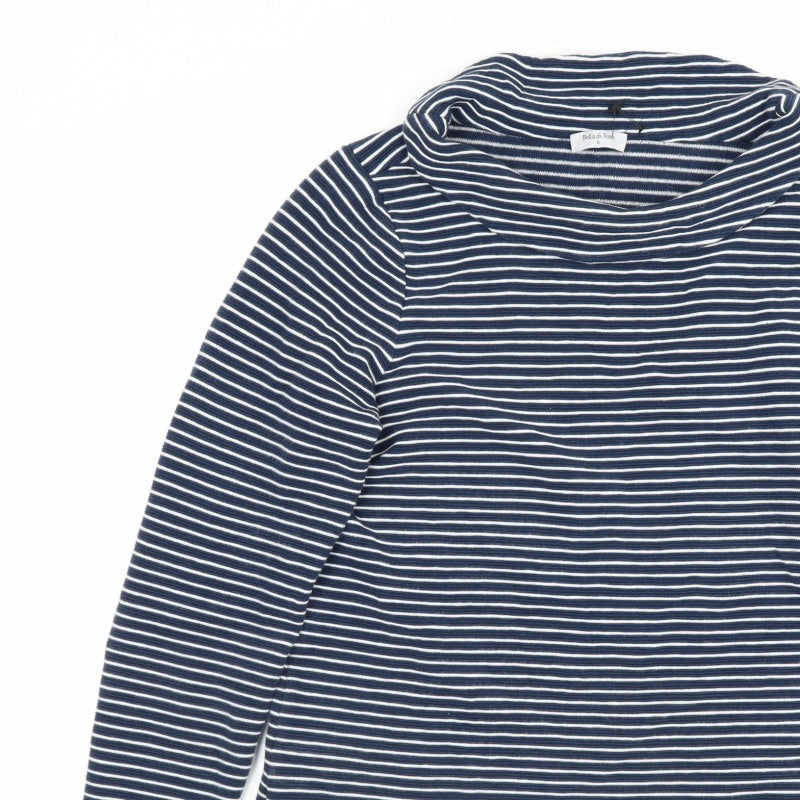Bella di Notte Women’s Blue Stripe Cowl Neck Jumper Size 8 Cotton