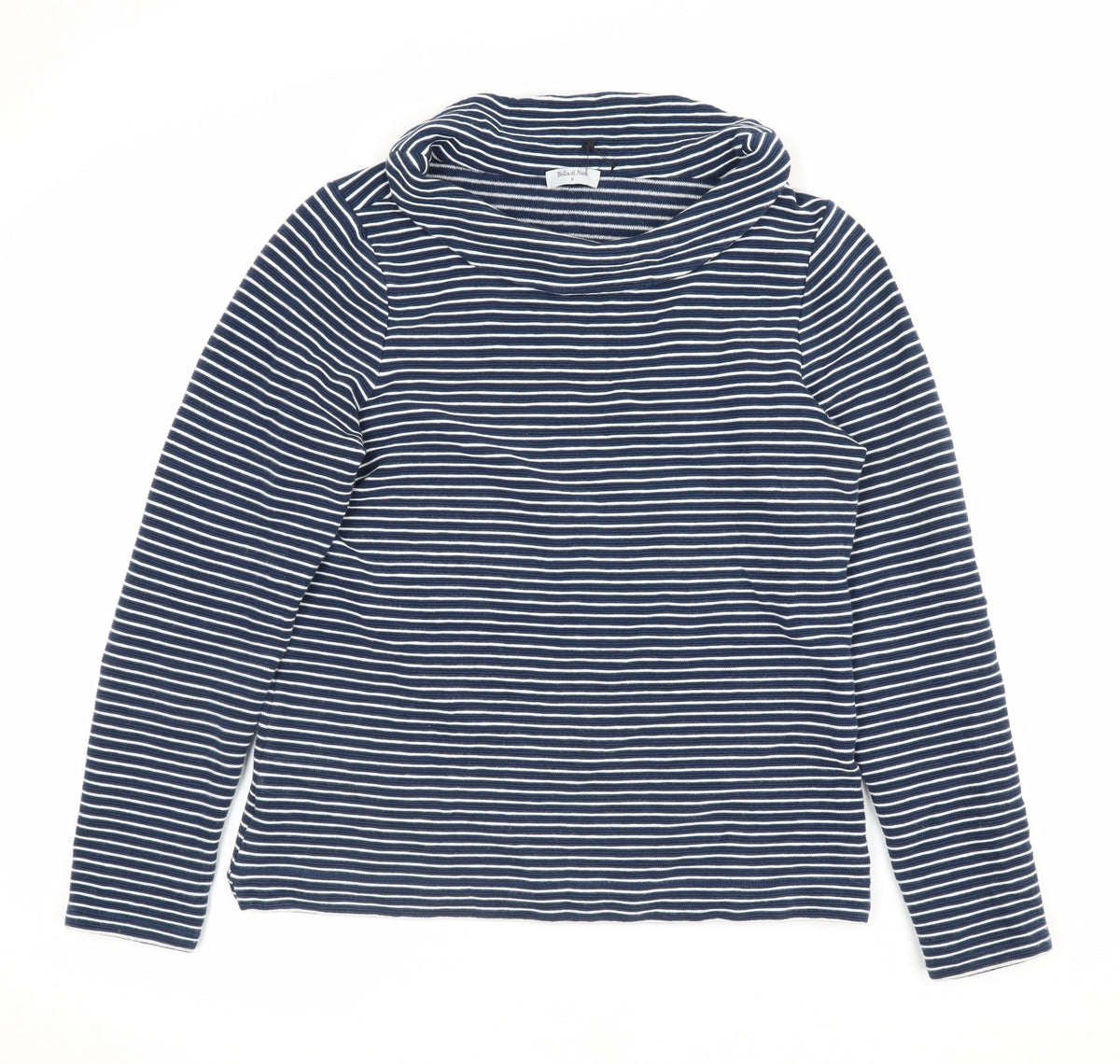 Bella di Notte Women’s Blue Stripe Cowl Neck Jumper Size 8 Cotton