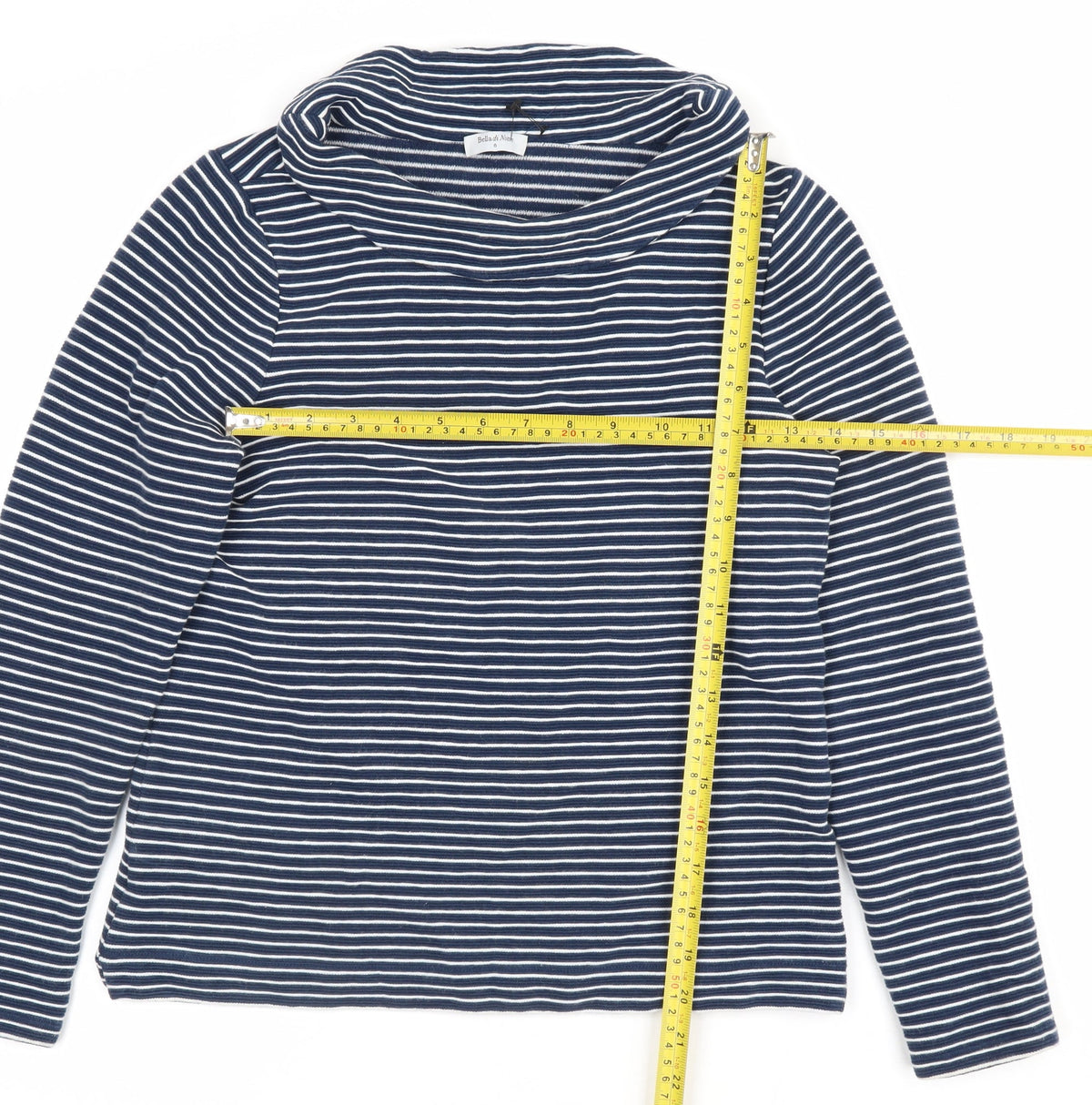 Bella di Notte Women’s Blue Stripe Cowl Neck Jumper Size 8 Cotton