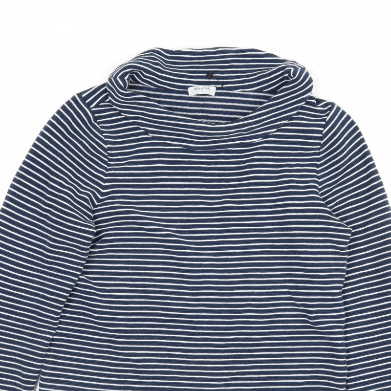 Bella di Notte Women’s Blue Stripe Cowl Neck Jumper Size 8 Cotton