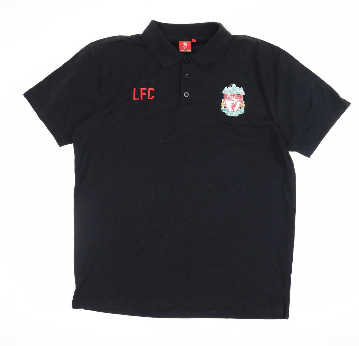 Back view of Liverpool FC Men’s Black XL Embroidered Football Polo Shirt