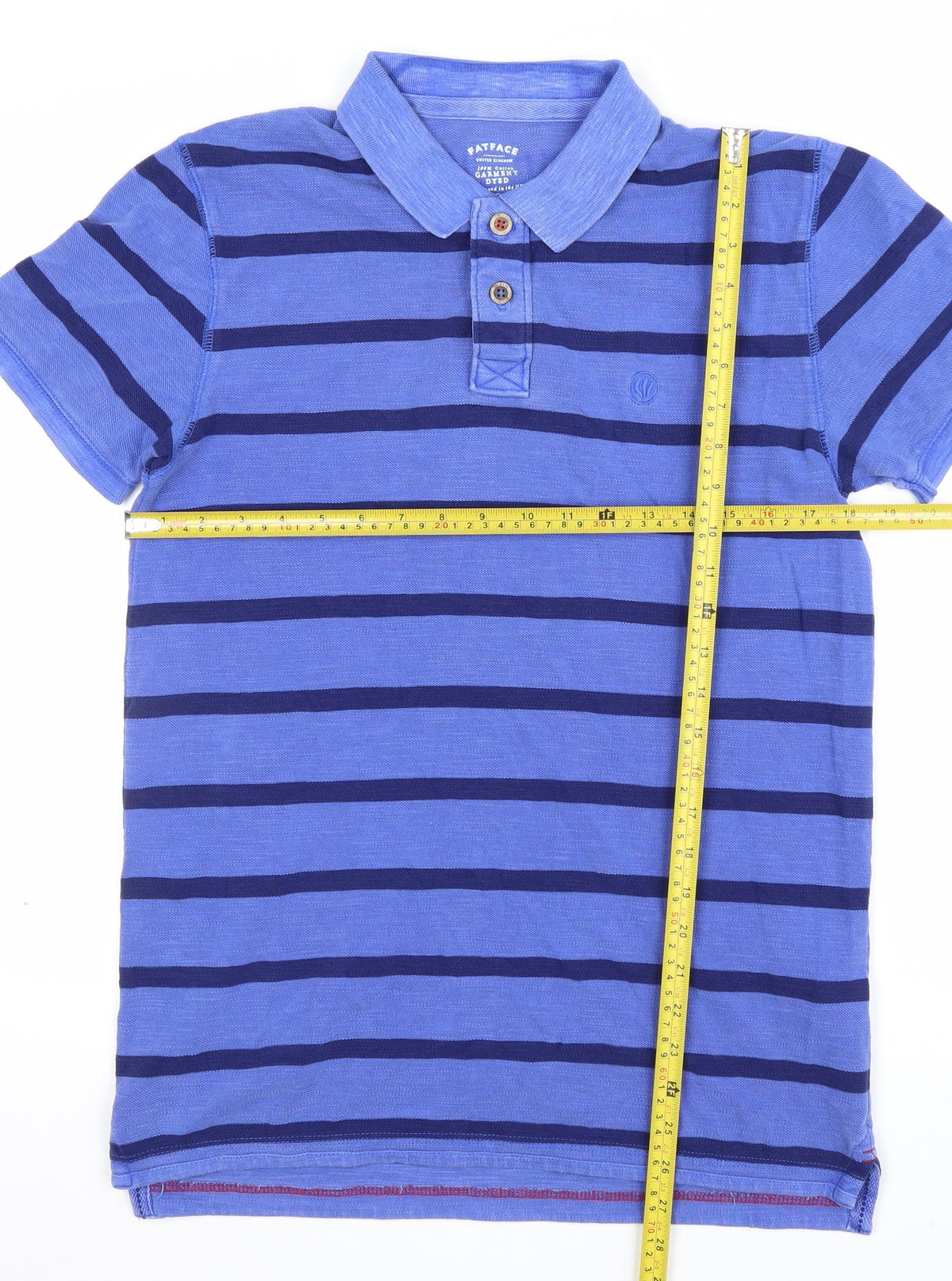 FatFace Teens Blue Navy Striped Cotton Short Sleeve Polo Shirt S