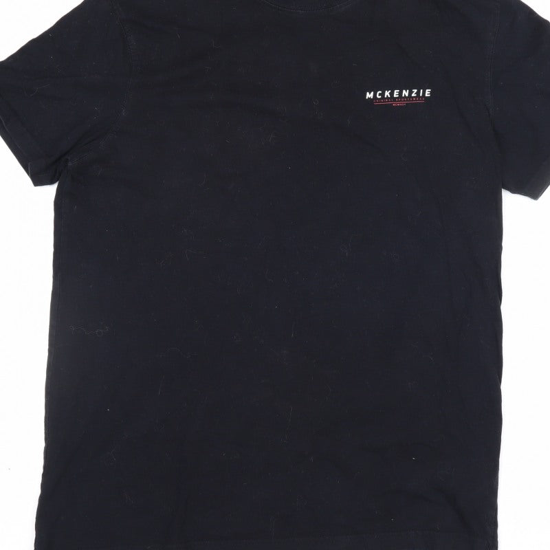 McKenzie Men’s Black S Logo Crew Neck Short Sleeve T-Shirt
