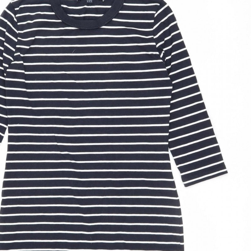 French Connection Women Black White Stripe Jersey Jumper Dress UK 10