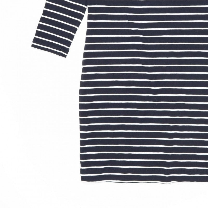 French Connection Women Black White Stripe Jersey Jumper Dress UK 10