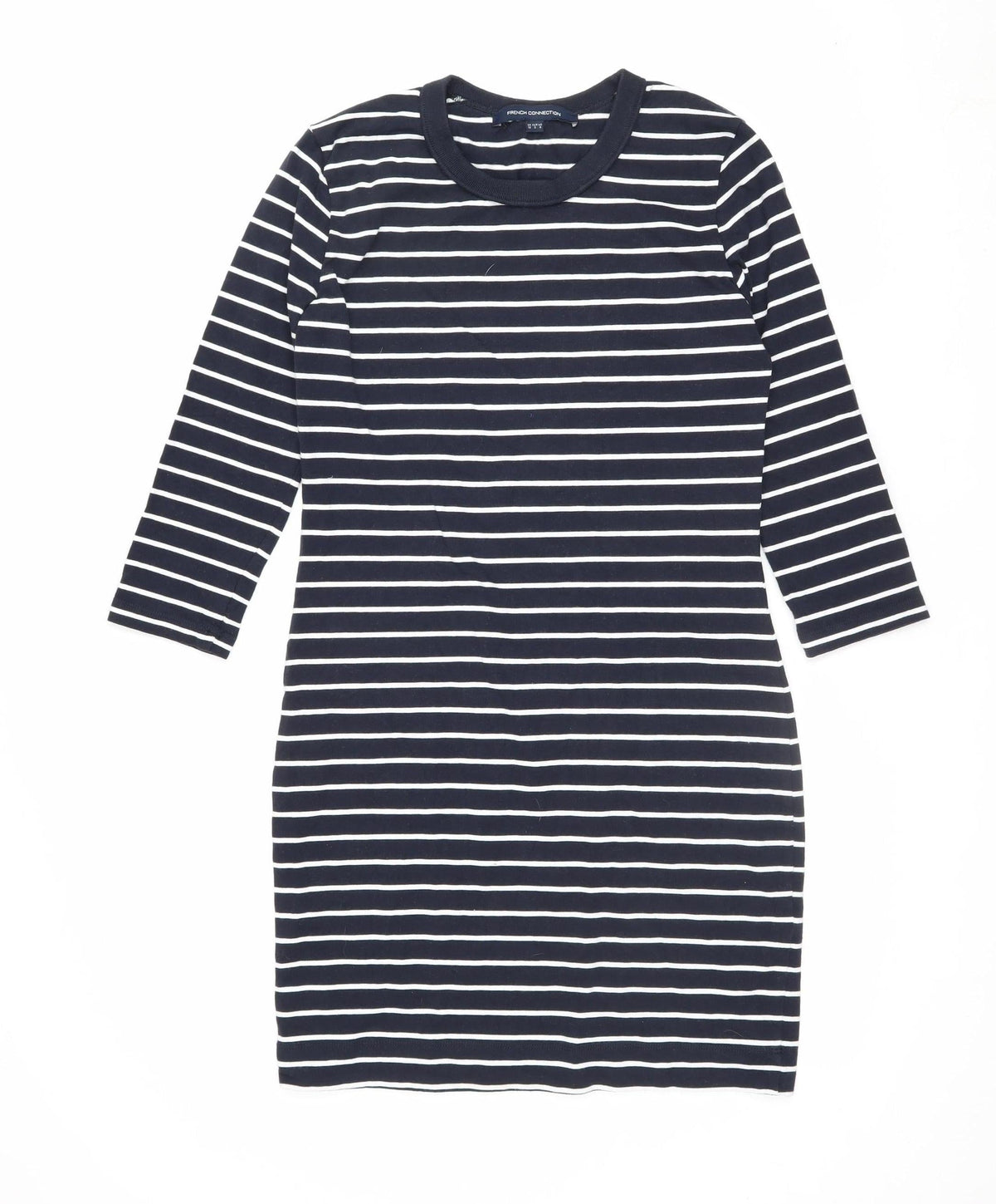French Connection Women Black White Stripe Jersey Jumper Dress UK 10