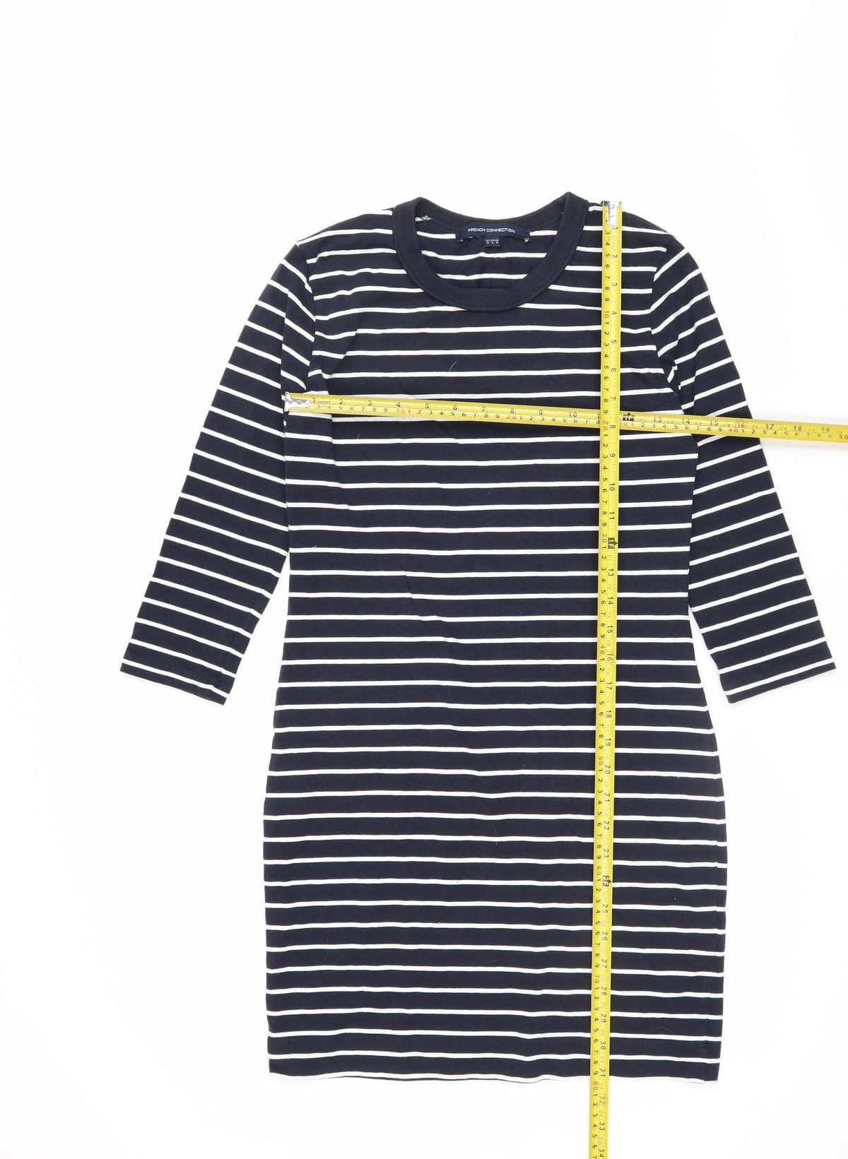 French Connection Women Black White Stripe Jersey Jumper Dress UK 10