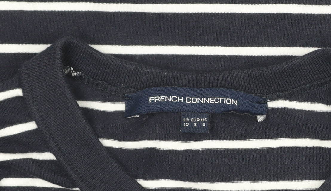 French Connection Women Black White Stripe Jersey Jumper Dress UK 10