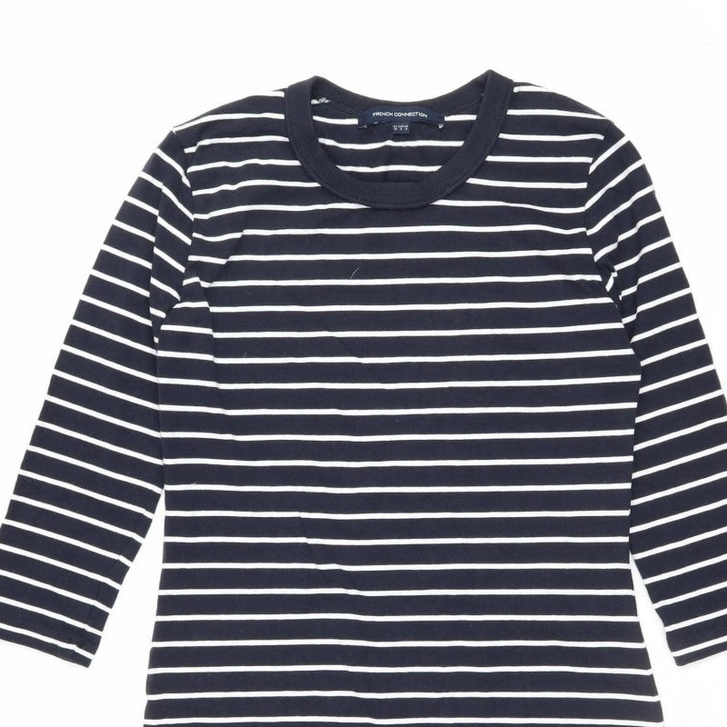 French Connection Women Black White Stripe Jersey Jumper Dress UK 10