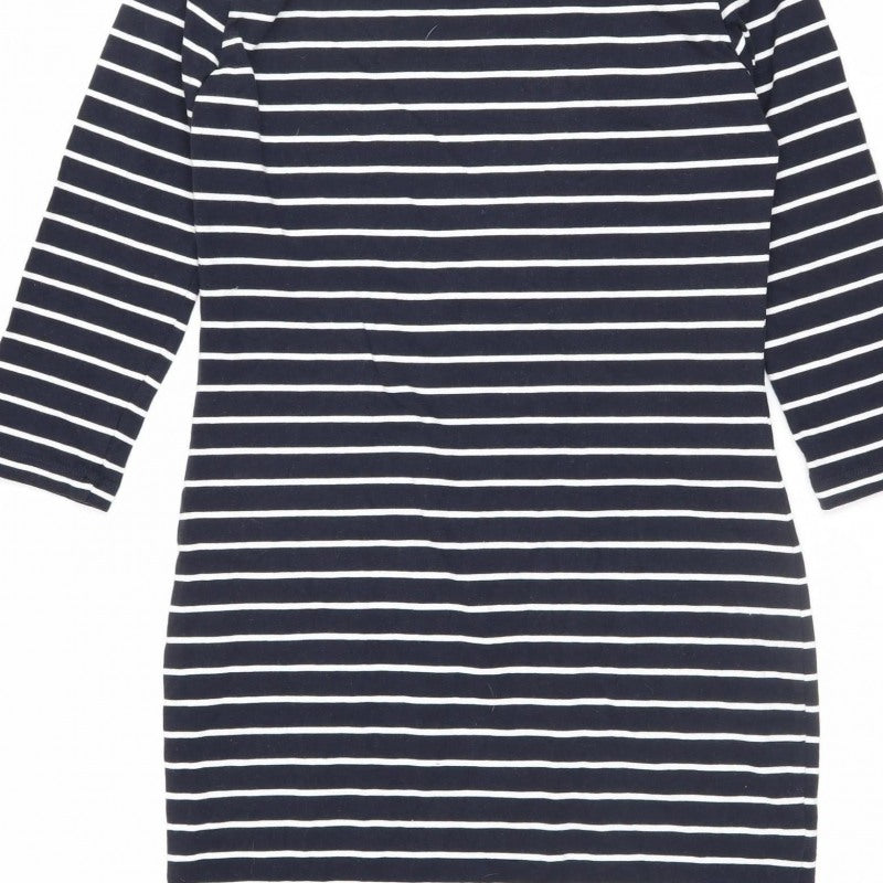 French Connection Women Black White Stripe Jersey Jumper Dress UK 10