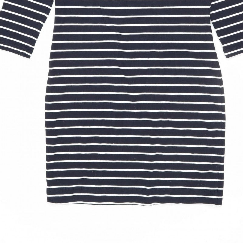 French Connection Women Black White Stripe Jersey Jumper Dress UK 10