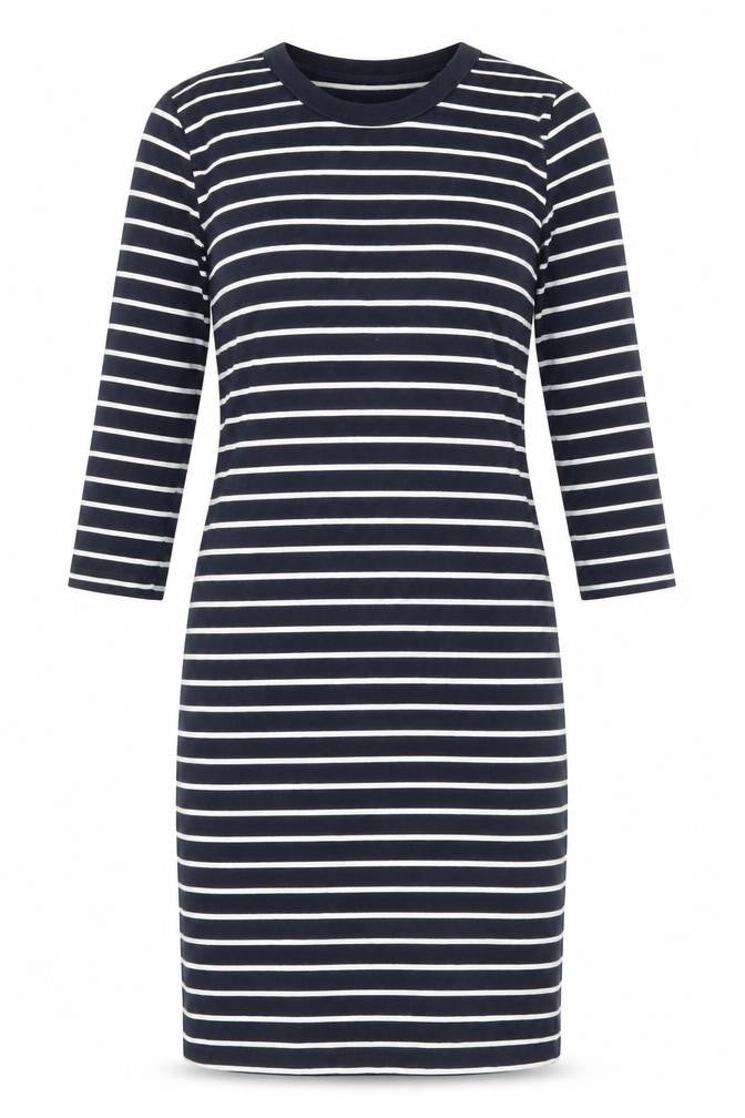 French Connection Women Black White Stripe Jersey Jumper Dress UK 10