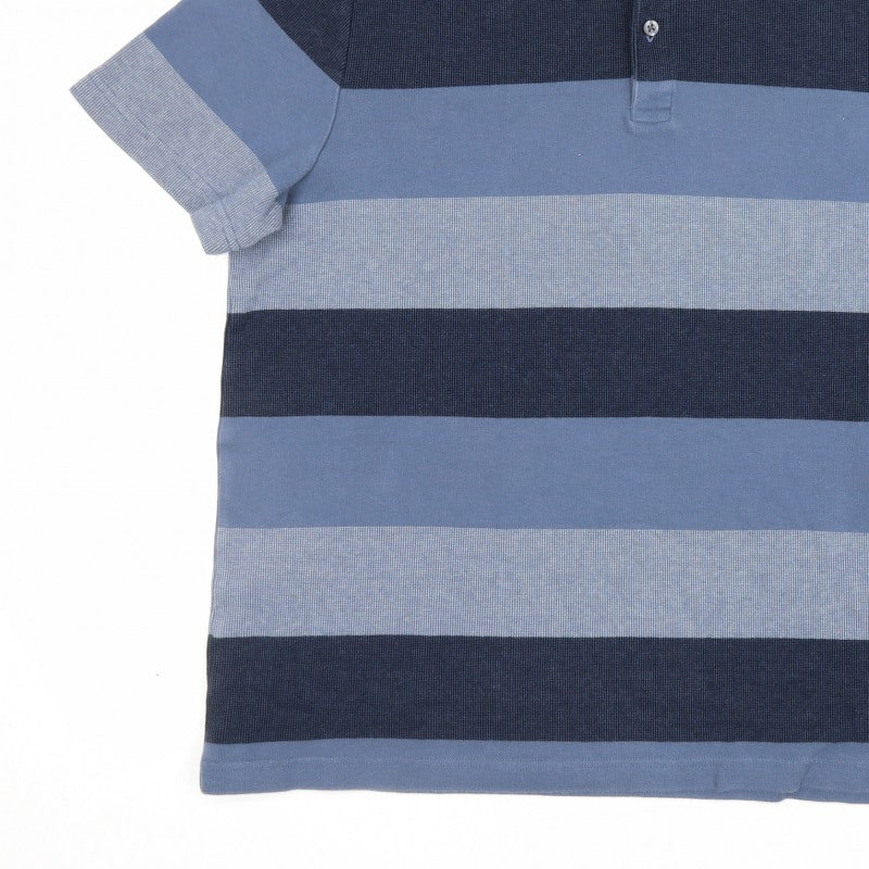 Marks & Spencer Men’s Blue 2XL Regular Striped Short Sleeve Polo Shirt