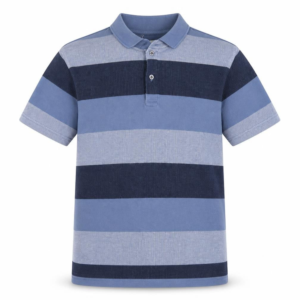 Marks & Spencer Men’s Blue 2XL Regular Striped Short Sleeve Polo Shirt