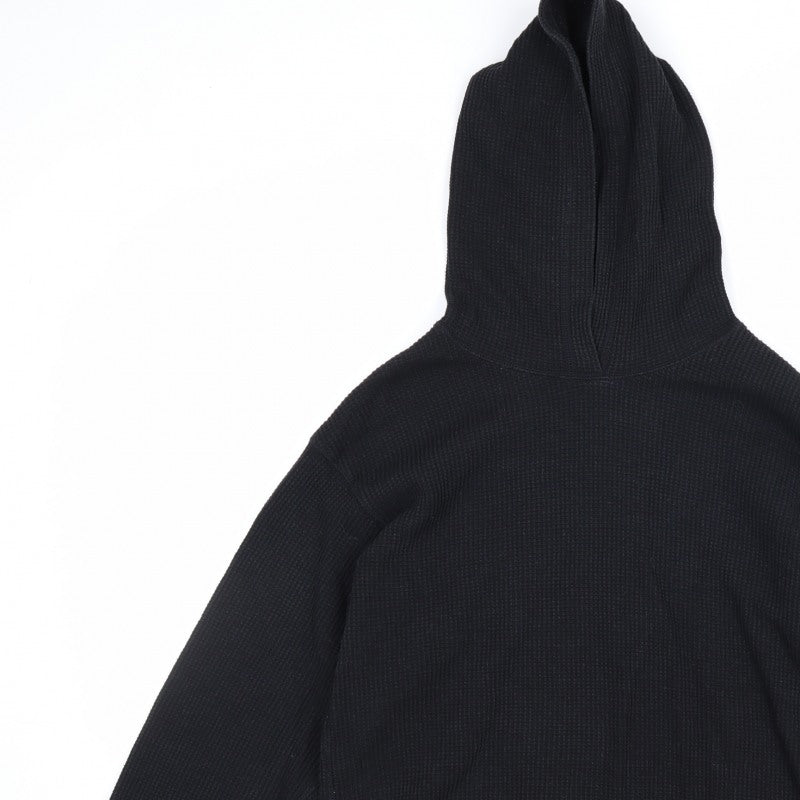 Uniqlo Men’s Black M Waffle Knit Pullover Hoodie Hooded Long Sleeve