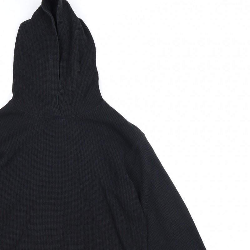 Uniqlo Men’s Black M Waffle Knit Pullover Hoodie Hooded Long Sleeve