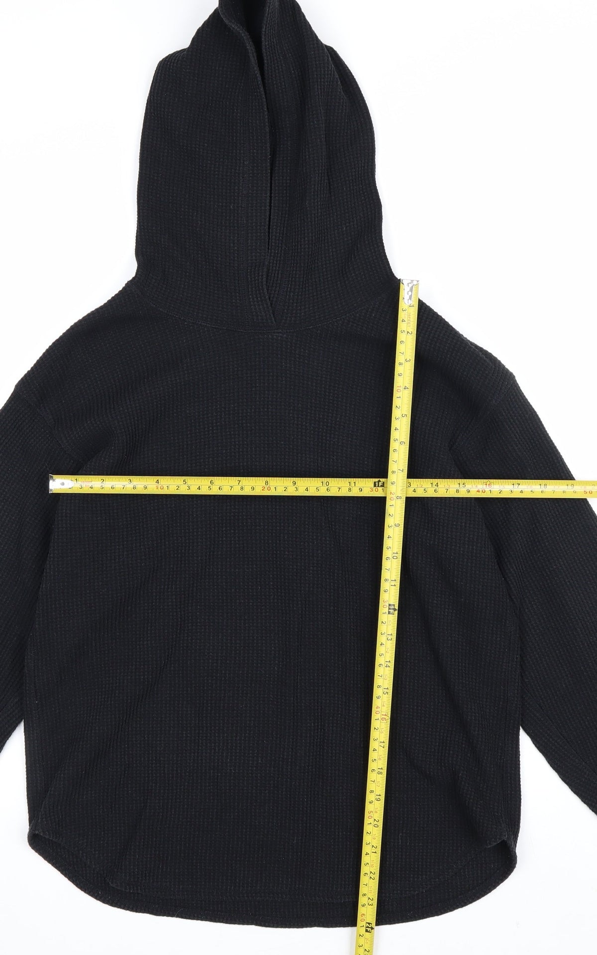 Uniqlo Men’s Black M Waffle Knit Pullover Hoodie Hooded Long Sleeve