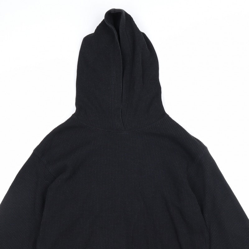 Uniqlo Men’s Black M Waffle Knit Pullover Hoodie Hooded Long Sleeve