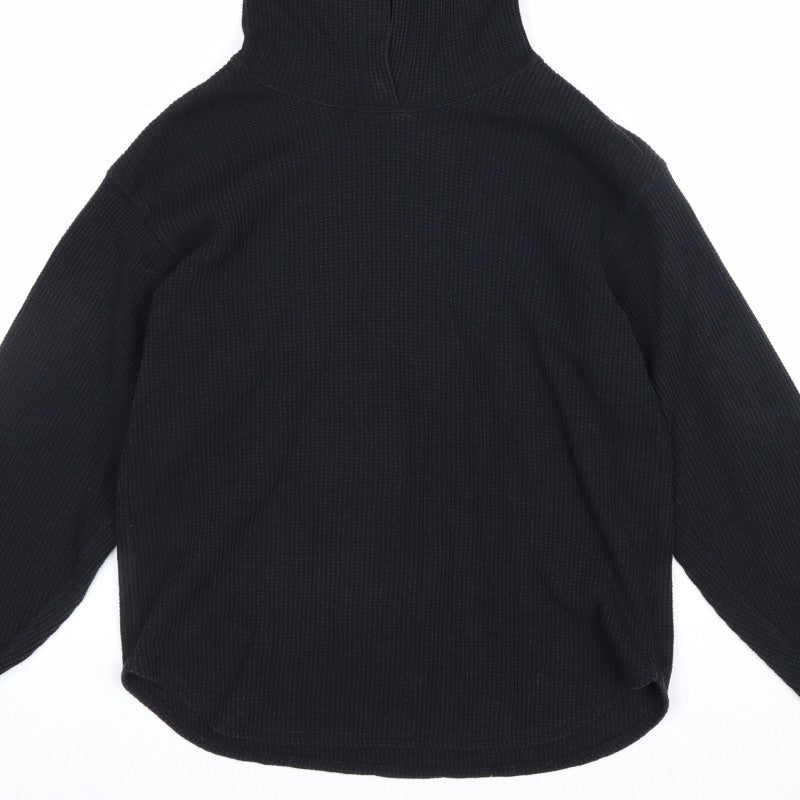 Uniqlo Men’s Black M Waffle Knit Pullover Hoodie Hooded Long Sleeve
