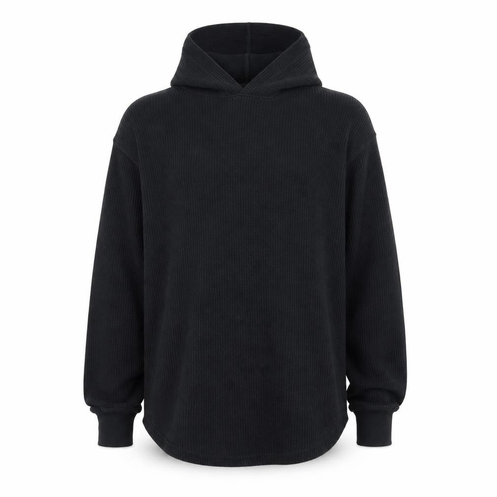 Uniqlo Men’s Black M Waffle Knit Pullover Hoodie Hooded Long Sleeve