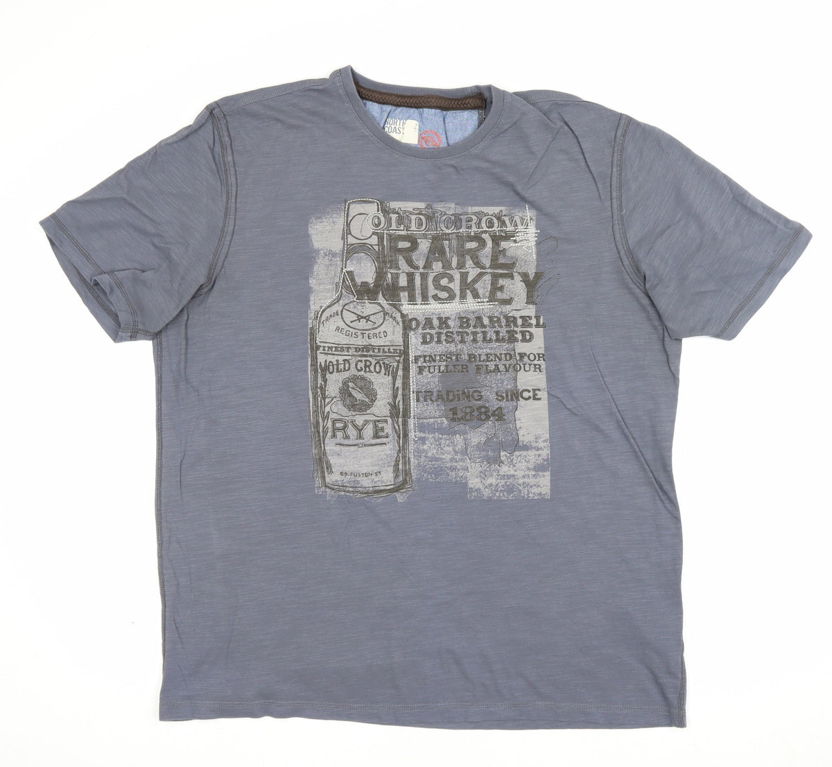 Marks and Spencer Men Grey L Rare Whiskey Graphic Print T-Shirt