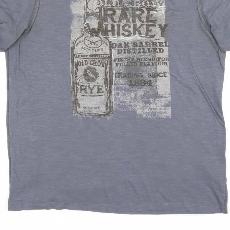 Marks and Spencer Men Grey L Rare Whiskey Graphic Print T-Shirt