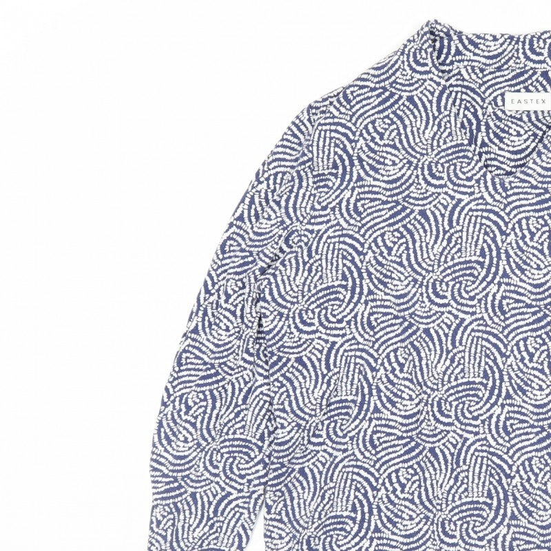 Eastex Women Blue Paisley V-Neck Long Sleeve Lined Blouse UK 12