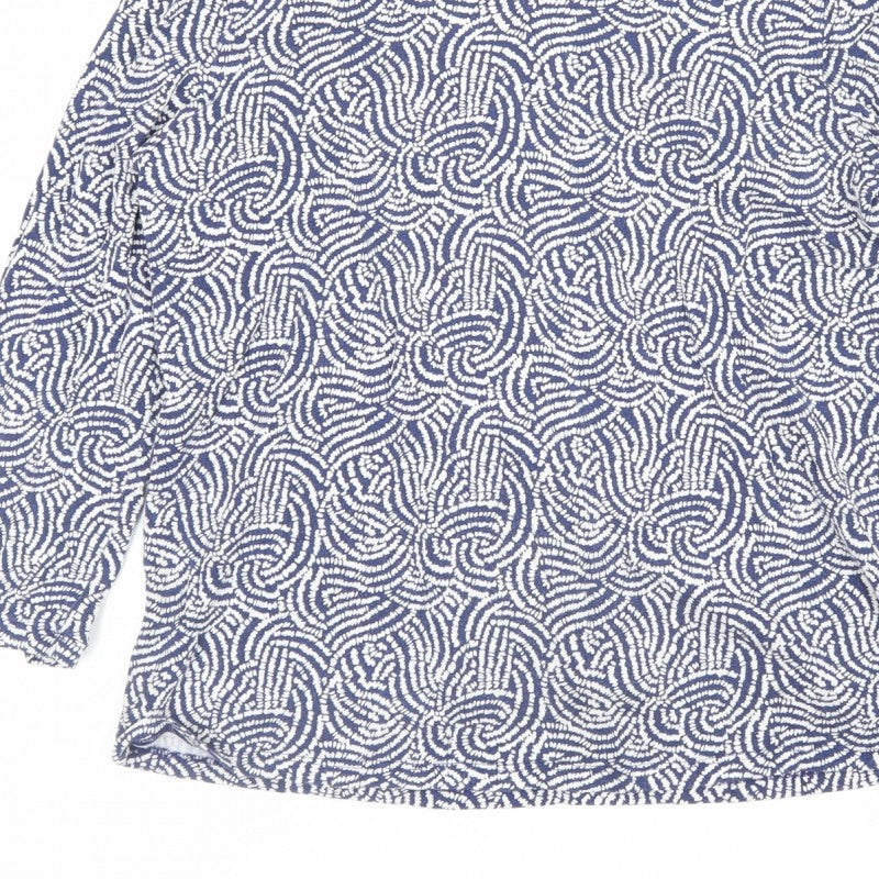 Eastex Women Blue Paisley V-Neck Long Sleeve Lined Blouse UK 12