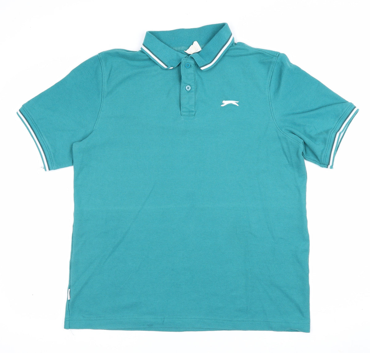 Slazenger Men's Green L Short Sleeve Cotton Pique Polo Shirt Logo