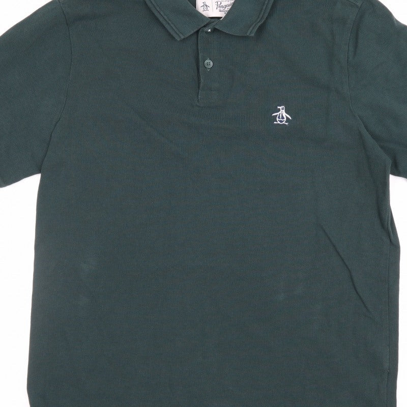 Additional view of Original Penguin men’s green m classic embroidered logo polo shirt