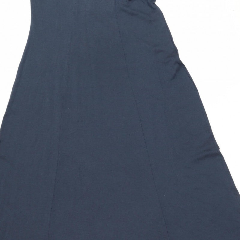 Jigsaw Women’s Navy Blue M Modal Cotton Ruched Empire Maxi Dress