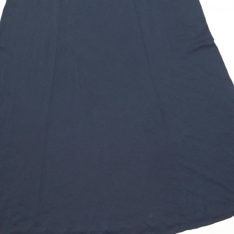 Jigsaw Women’s Navy Blue M Modal Cotton Ruched Empire Maxi Dress