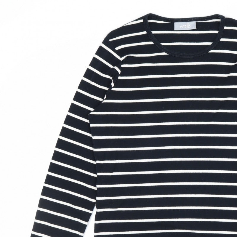 Wallis Women’s Black White Striped Cotton Jersey Long Sleeve Top UK 14