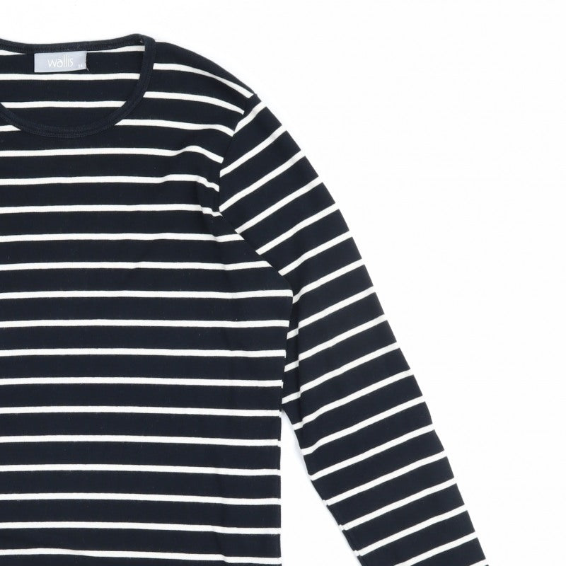 Wallis Women’s Black White Striped Cotton Jersey Long Sleeve Top UK 14