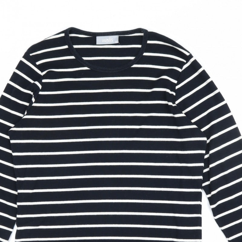 Wallis Women’s Black White Striped Cotton Jersey Long Sleeve Top UK 14