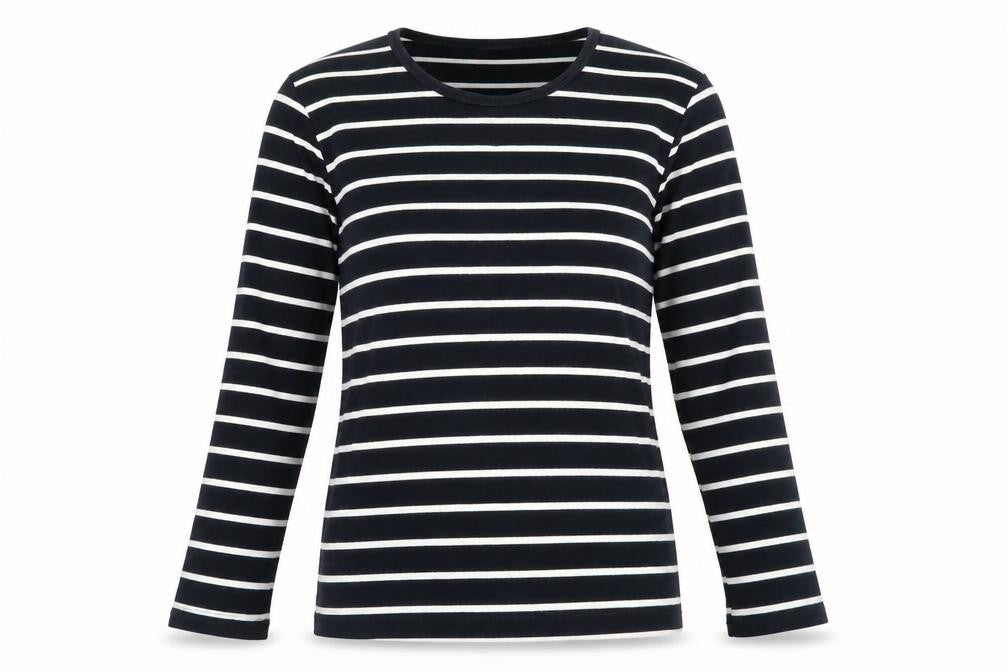 Wallis Women’s Black White Striped Cotton Jersey Long Sleeve Top UK 14