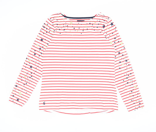 Joules Women’s White Red Stripe Star Glitter Long Sleeve T-Shirt UK 10