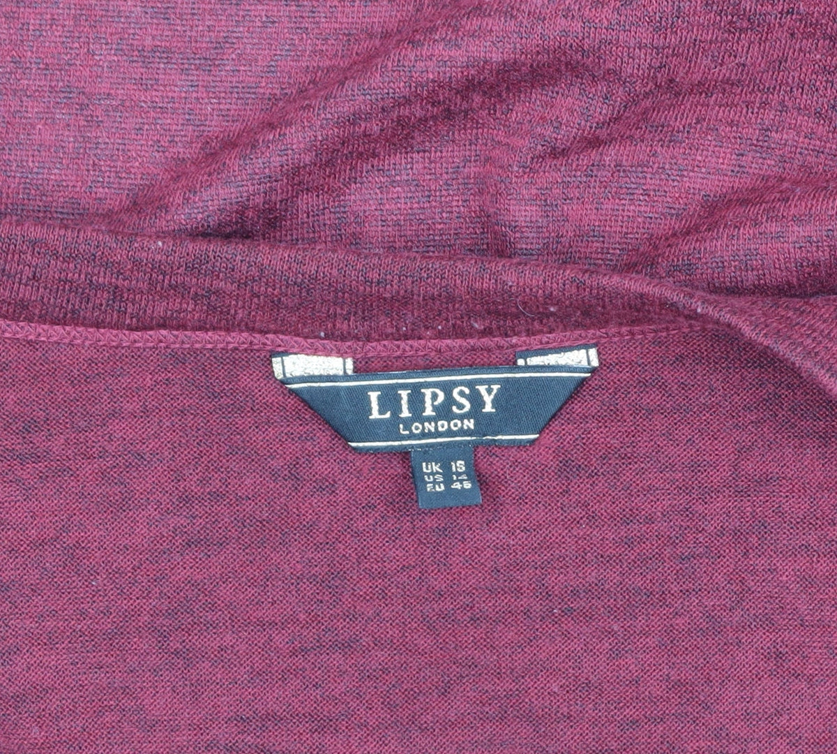 Lipsy London Women’s Red UK 16 Open Wrap Cardigan Lightweight Stretch