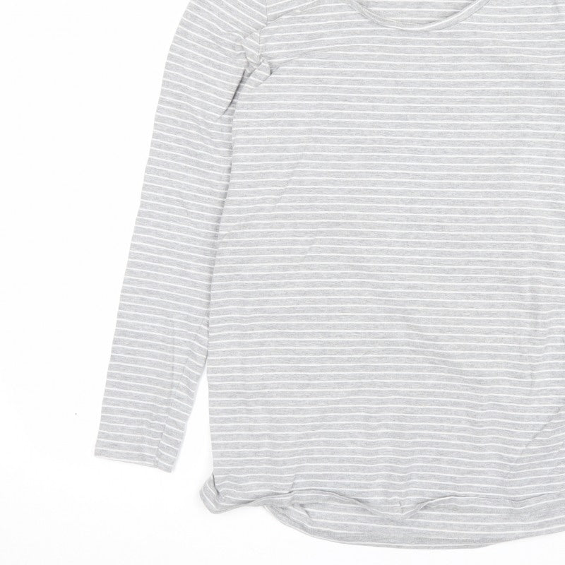 Blooming Marvellous Women Grey Striped M Maternity Tunic Long Sleeve Top