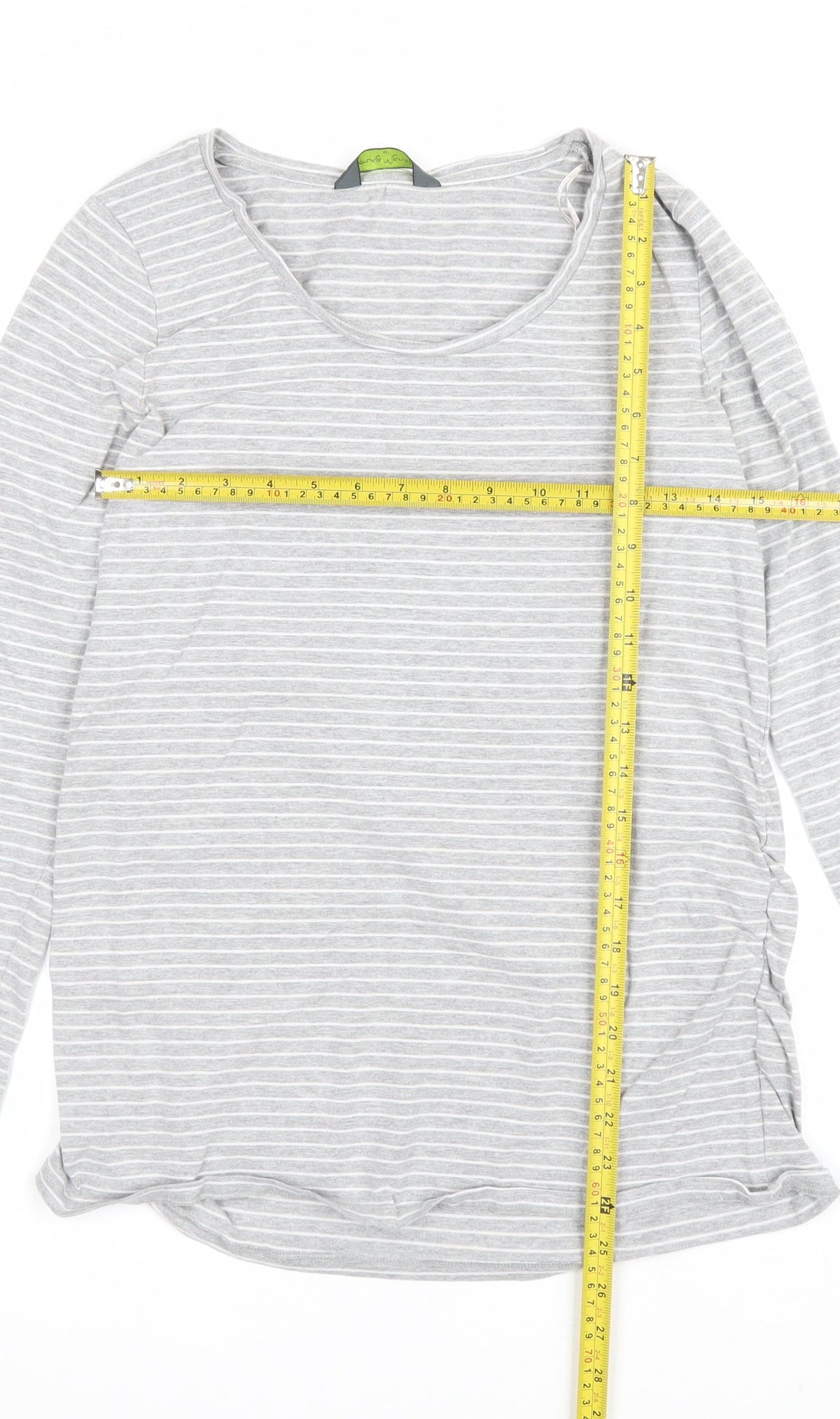 Blooming Marvellous Women Grey Striped M Maternity Tunic Long Sleeve Top