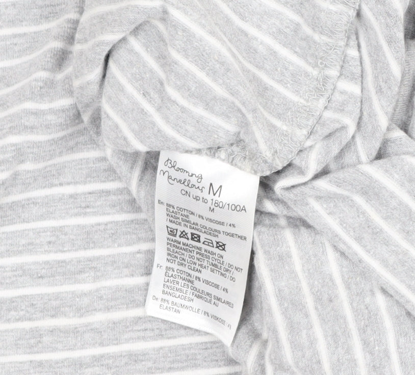 Blooming Marvellous Women Grey Striped M Maternity Tunic Long Sleeve Top