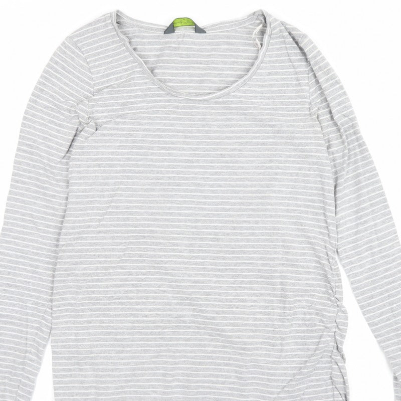 Blooming Marvellous Women Grey Striped M Maternity Tunic Long Sleeve Top